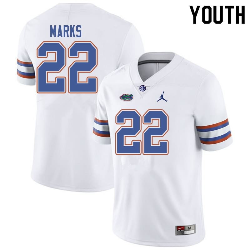 NCAA Florida Gators Dionte Marks Youth #22 Jordan Brand White Stitched Authentic College Football Jersey JYE1564IS